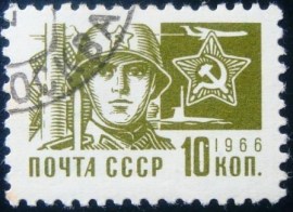 Selo postal da União Soviética de 1966 Soldier of the Red Army