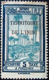 Selo postal de Inini de 1932 Cayenne palm up 5