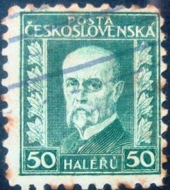 Selo postal da Tchecoslováquia de 1926 Tomáš Garrigue Masaryk 50h