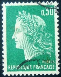 Selo postal da França de 1969 Marianne of Cheffer 0,30₣