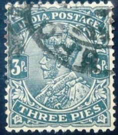 Selo postal da Índia de 1912 King George V with Indian emperor's crown 3