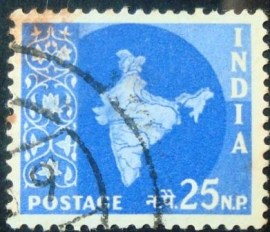 Selo postal da Índia de 1958 Map of India 25 NP