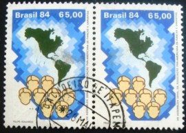 Par de selo comemorativos do Brasil emitidos em 1984 - C 1389 U