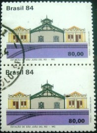 Par de selo comemorativos do Brasil emitidos em 1984 - C 1409 U V