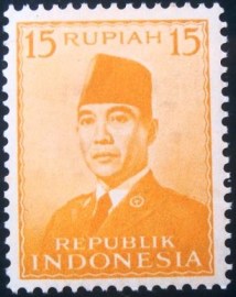 Selo postal da Indonésia de 1953 President Sukarno 15