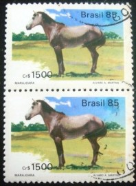 Par de selos comemorativos do Brasil emitidos em 1985 - C 1445 U