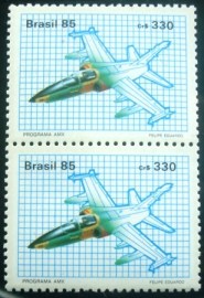 Par de selos comemorativos do Brasil emitidos em 1985 - C 1476 M V