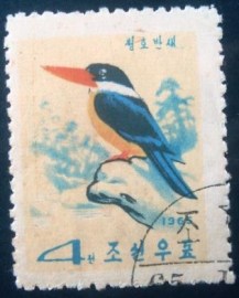 Selo postal da Coréia do Norte de 1965 Black-capped Kingfisher