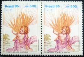 Par de selos comemorativos do Brasil emitidos em 1985 - C 1502 M