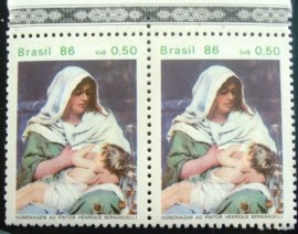 Par de selos comemorativos do Brasil emitidos em 1986 - C 1510 M