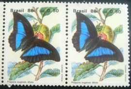 Par de selos comemorativos do Brasil emitidos em 1986 - C 1514 M