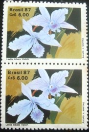 Par de selos comemorativos do Brasil emitidos em 1987 - C 1573 M V