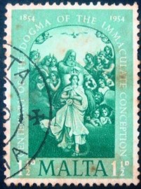 Selo postal de Malta de 1954 Immaculate Conception