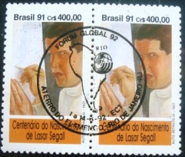 Par de selos comemorativos do Brasil emitidos em 1991 - C 1761 M