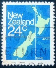 Selo postal da Holanda de 1982 New Zealand Map