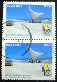 Par de selos comemorativos do Brasil emitidos em 2003 - C 2525 U V