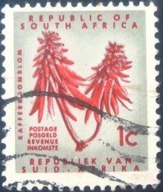 Selo postal da África do Sul de 1961 Kafferboom Flower