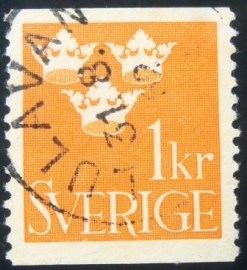 Selo postal da Suécia de 1939 Three Crowns 1 kr