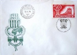 Envelope 1º Dia Circulação Hungria 1972  50 Anos UIC