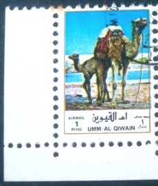 Selo postal do Emirado de Umm Al Qiwain de 1972 Dromedary
