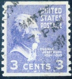 Selo postal dos Estados Unidos de 1939 Thomas Jefferson