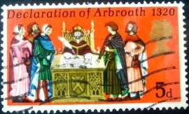Selo postal do Reino Unido de 1970 Signing the Declaration of Arbroath