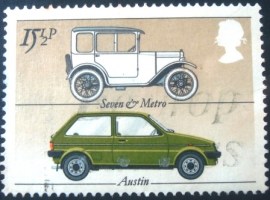 Selo postal do Reino Unido de 1982 Austin 'Seven' and 'Metro'