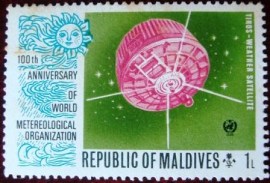 Selo postal das Maldivas de 1973 Tyros weather satellite