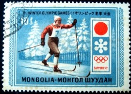 Selo postal da Mongólia de 1972 Cross-country skiers