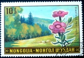 Selo postal da Mongólia de 1969 Dianthus prasinus