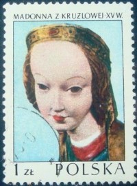 Selo postal da Polônia de 1973 Kruzlowa Madonna