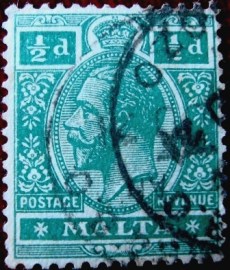 Selo postal de Malta de 1919 King George V ½