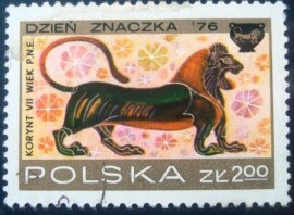 Selo postal da Polônia de 1976 Lion