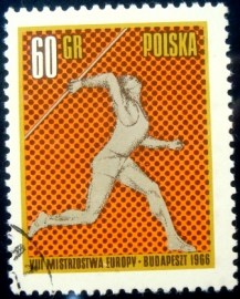 Selo postal da Polônia de 1966 Javelin