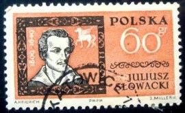 Selo postal da Polônia de 1962 Juliusz Slowacki