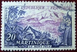 Selo postal da França de 1955 Le Mont Pele
