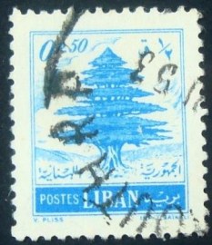 Selo postal do Líbano de 1953 Cedar of Lebanon 0,50