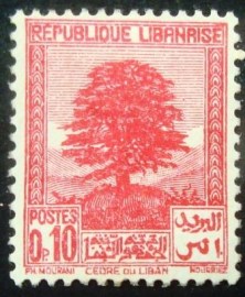 Selo postal do Líbano de 1937 Cedar of Lebanon 0,10