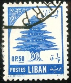Selo postal do Líbano de 1955 Cedar of Lebanon 0,50