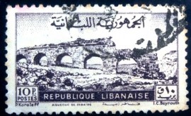 Selo postal do Líbano de 1948 Zebaide Aqueduct