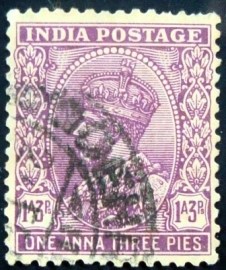 Selo postal da Índia de 1932 King George V with Indian emperor's crown 1'3