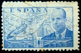 Selo postal da Espanha de 1947 Juan de la Cierva e Codorníu