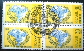 Quadra de selos postais do Brasil de 1966 Nova Lei Militar