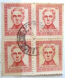 Quadra de Selos Postais Comemorativos Brasil 1952 Telégrafo Elétrico