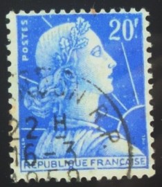 Selo postal da França de 1957 Marianne de Muller 20