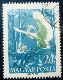 Selo postal da Hungria de 1959 Little Egret