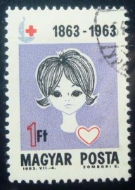 Selo postal da Hungria de 1963 Girl and heart