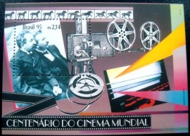 Bloco postal do Brasil de 1995 Irmãos Lumiere