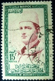 Selo postal do Marrocos de 1956 King Mohammed V 15