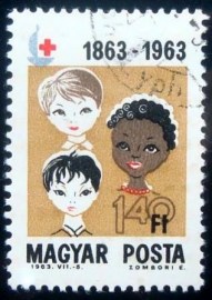 Selo postal da Hungria de 1963 Boys of three races
